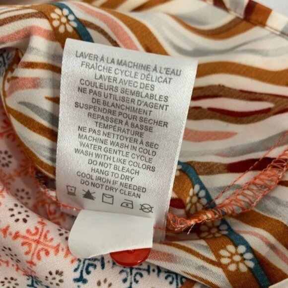 Rachel Roy Womens Size XS Multi-Pattern Top In Orange & Brown - Picture 6 of 7